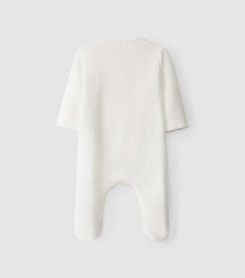 Babygrow veludo c/ detalhes vichy e flores