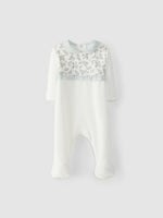 Babygrow veludo flores e riscas