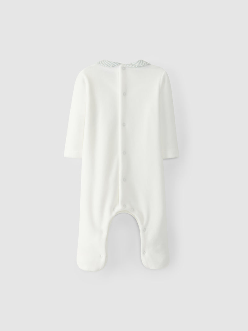 Babygrow veludo flores e riscas